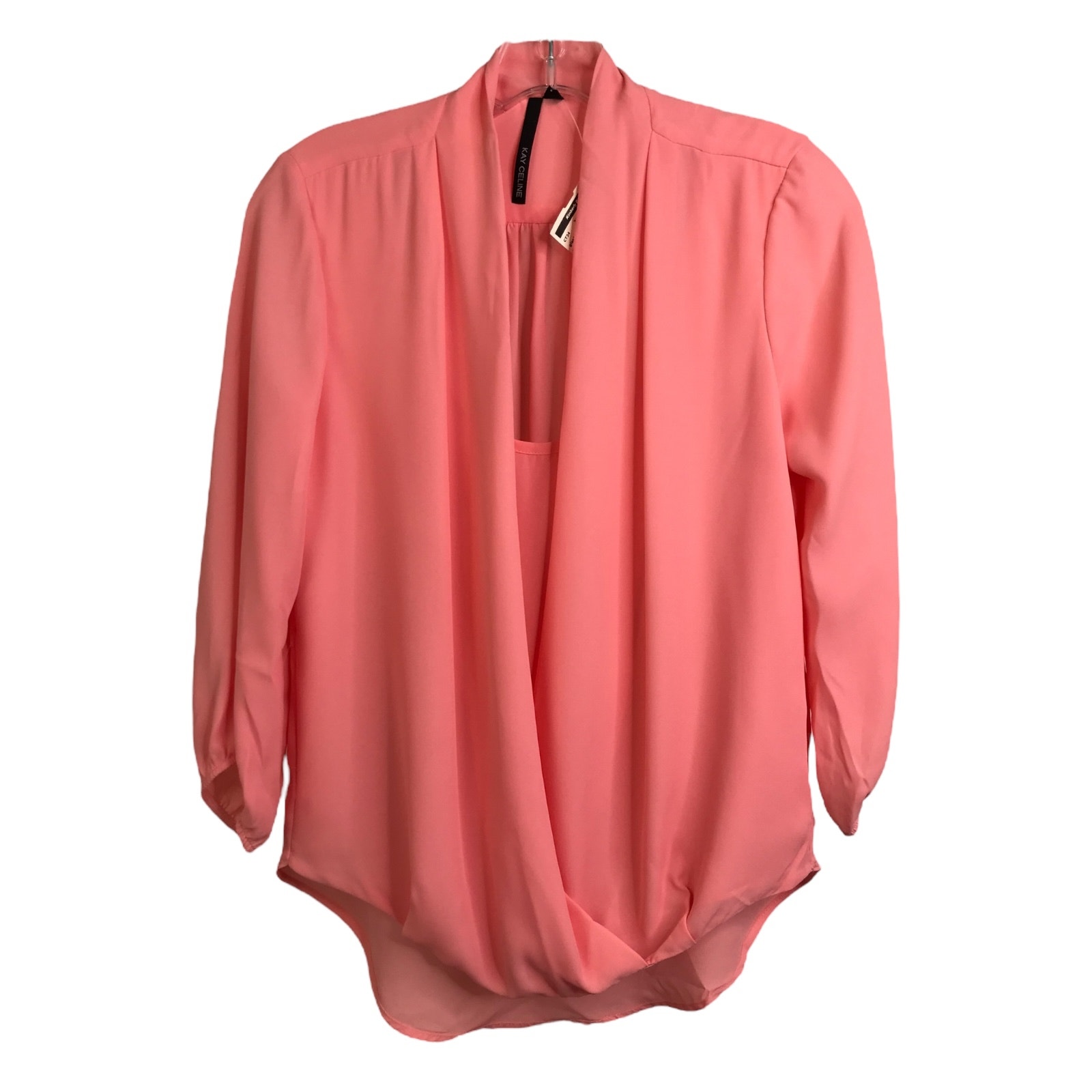 Kay Celine Blouse Womens Size Xs Bright Salmon Pink Gisela Drape Front Nwt $98